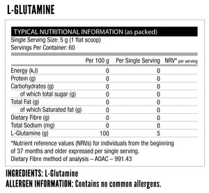 L-GLUTAMINE 300g Tub (60 SERVINGS)